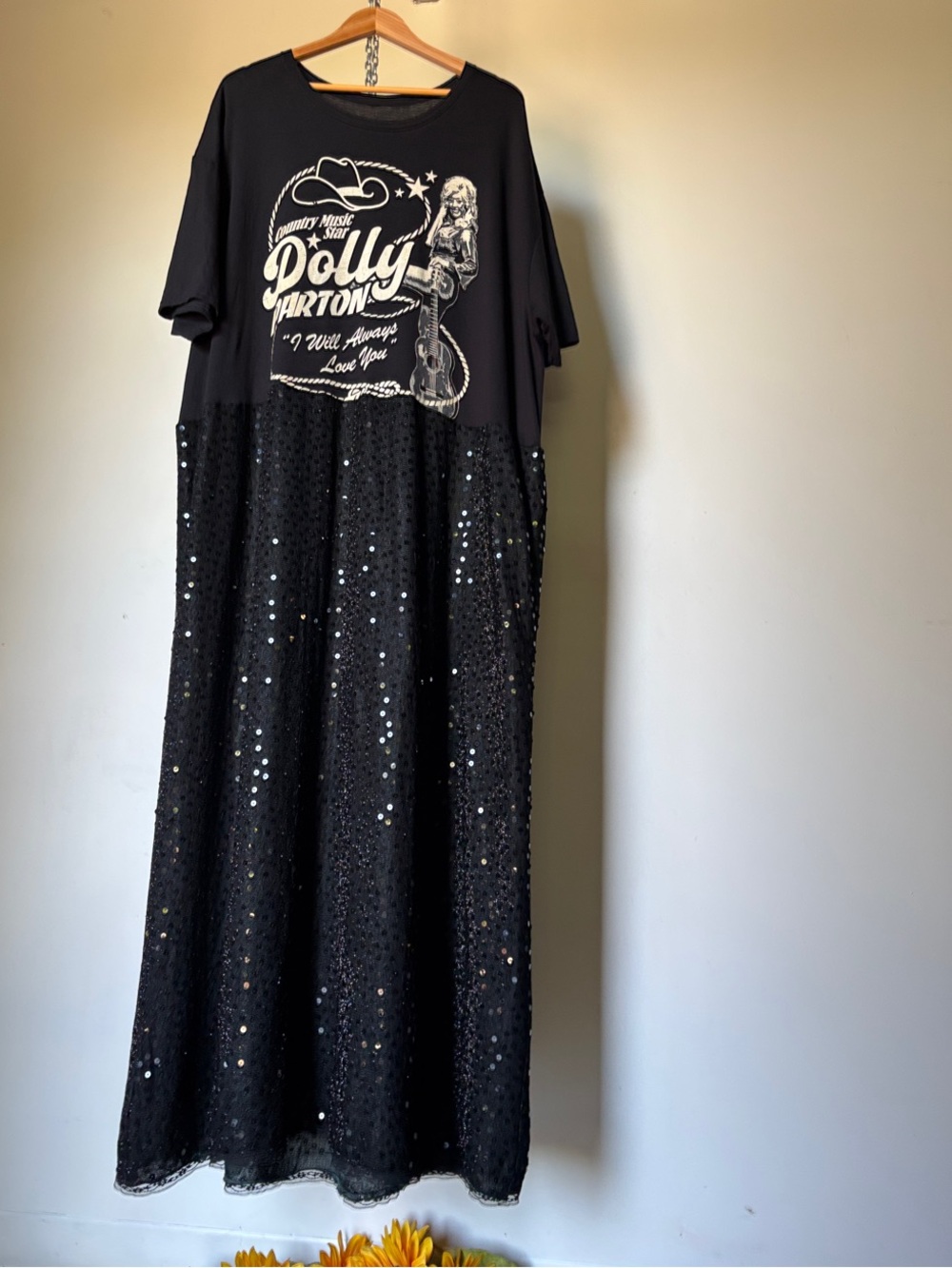 Dolly Parton Graphic Vintage Sequin Maxi Dress One Size Fits Most